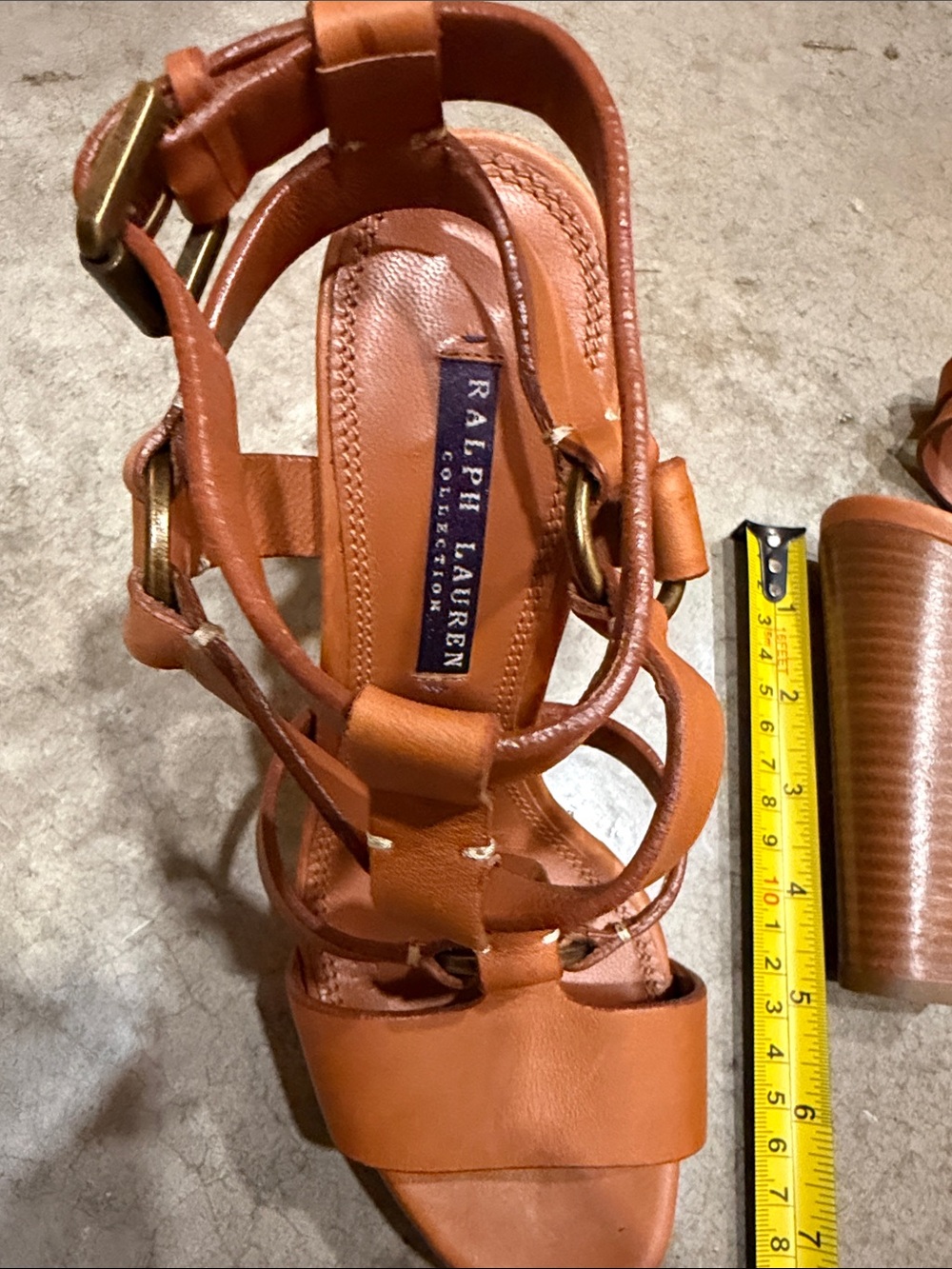 Lauren Ralph Lauren Purple Label Leather Platform Heel Sandals - Picture 3 of 5